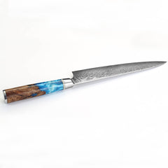 8" Damascus Steel Chef Knife With Blue Resin Handle - Letcase