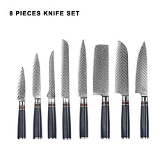 8 Piece Damascus Chef Knife Set - Letcase