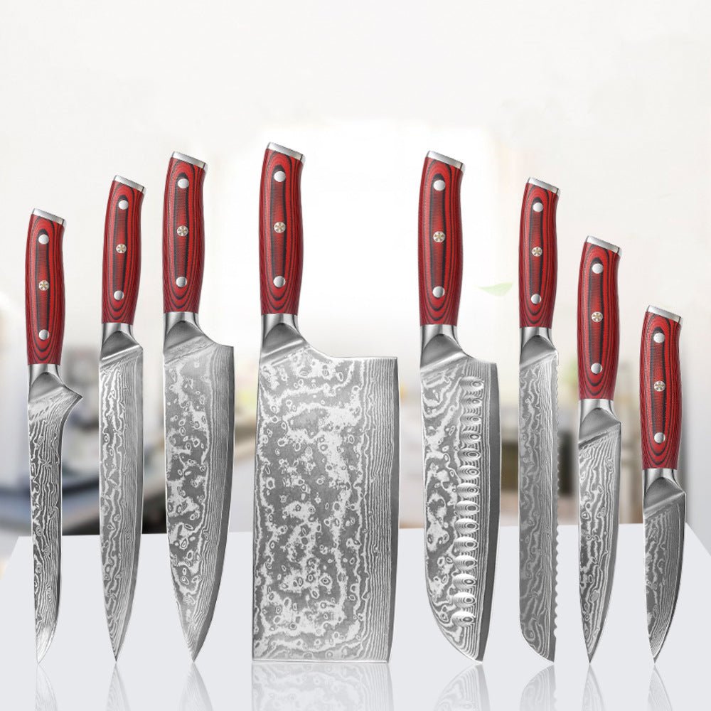 8 Piece Damascus Chef Knife Set - Letcase