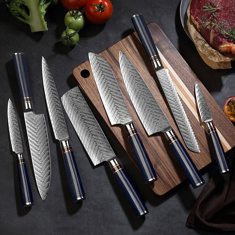 8 Piece Damascus Chef Knife Set - Letcase