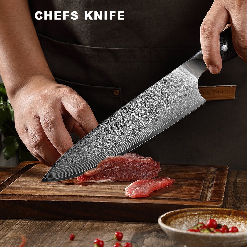 8-Piece Damascus Chef Knife Set With VG10 Steel Core - Letcase