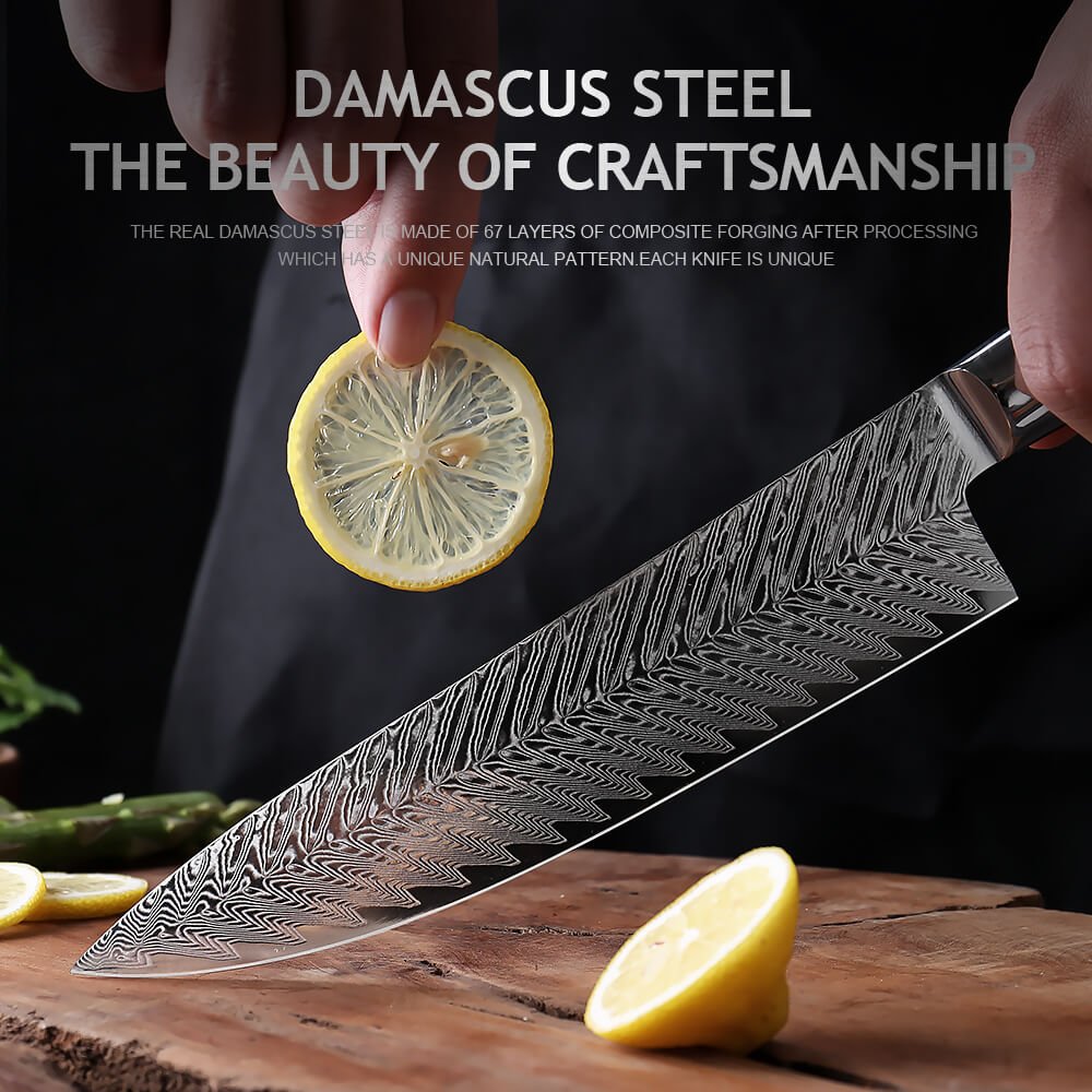 8 Piece Damascus Steel Chef Knife Set - Letcase