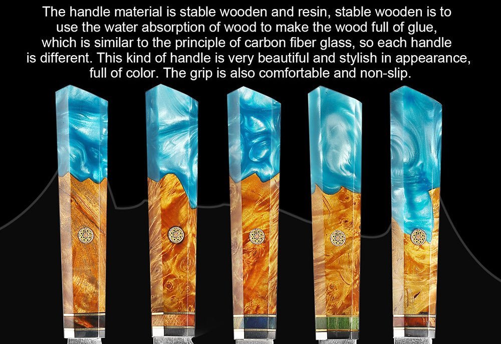 8 Piece Professional Damascus Steel Chef Knife Set - Letcase