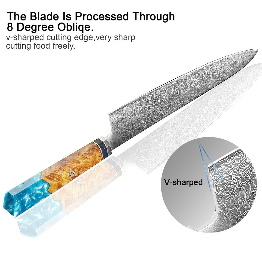 8 Piece Professional Damascus Steel Chef Knife Set - Letcase