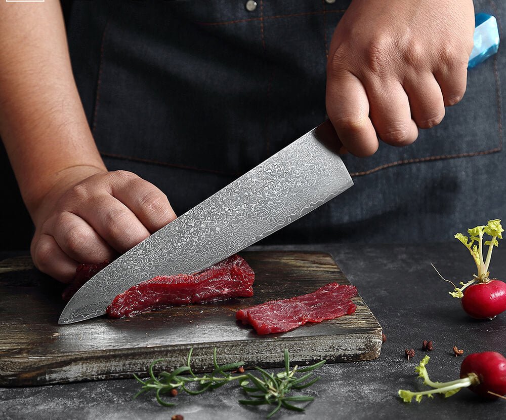 8 Piece Professional Knife Set Damascus Steel Knives - Letcase