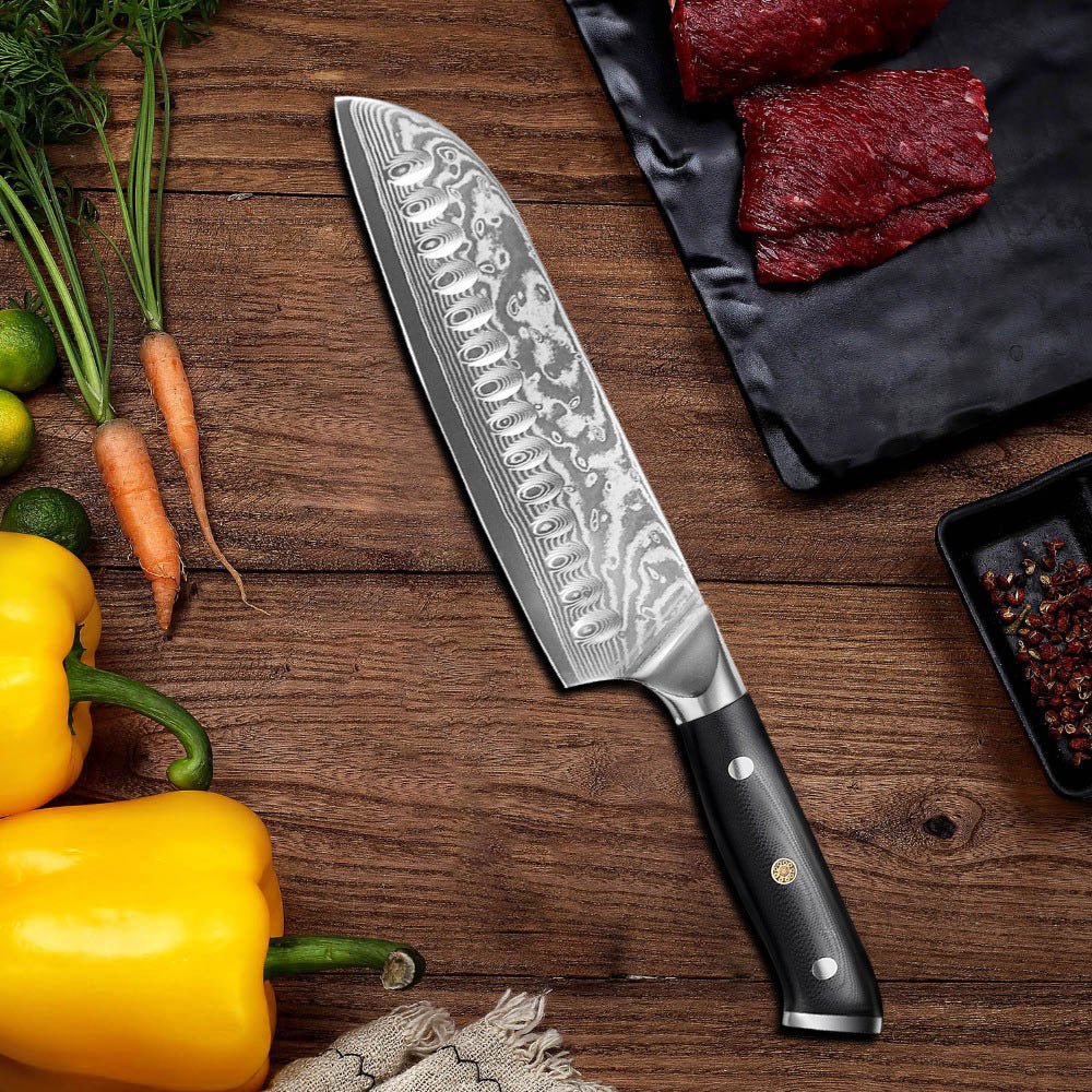 9 Piece Kitchen Knife Set, Damascus Chef Knife Set - Letcase