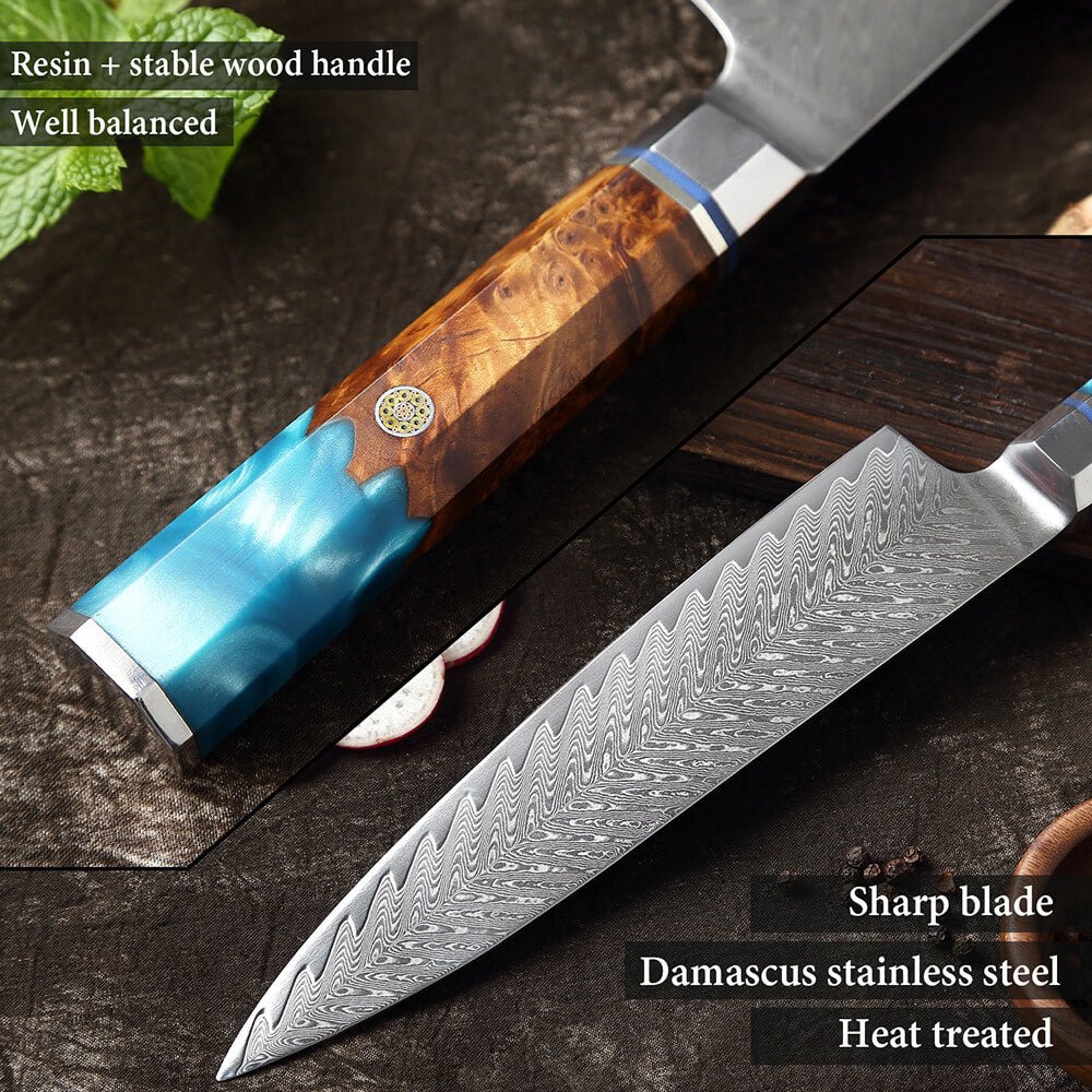 8 Kitchen Knife Set Japanese Damascus Chef Knives Stainless Steel
