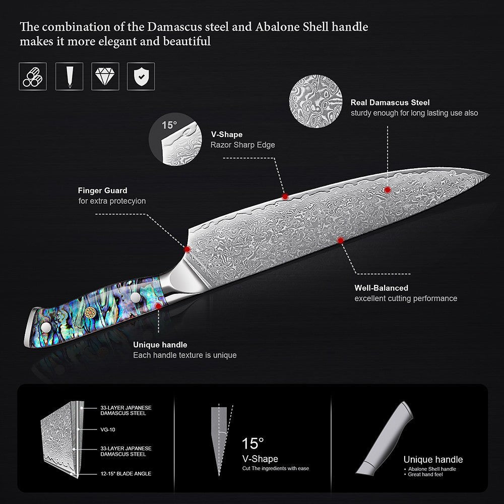 Ikigai Chef Knife Set - Professional Japanese Knives with Damascus