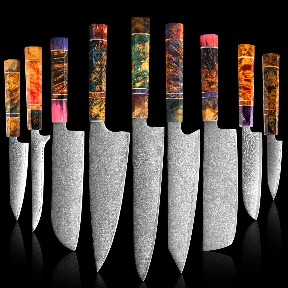 9 Piece Professional Damascus Chef Knife Set - Letcase