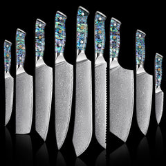 9 Piece Professional Damascus Chef Knife Set - Letcase
