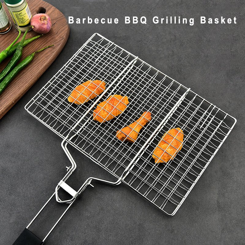 Barbecue Grilling Basket, Stainless Steel, Folding Grilling baskets With Handle - Letcase