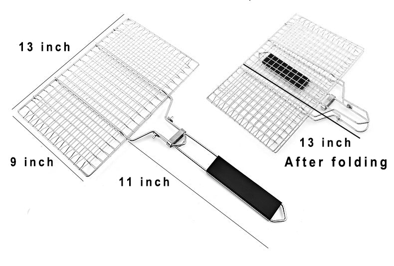 Barbecue Grilling Basket, Stainless Steel, Folding Grilling baskets With Handle - Letcase