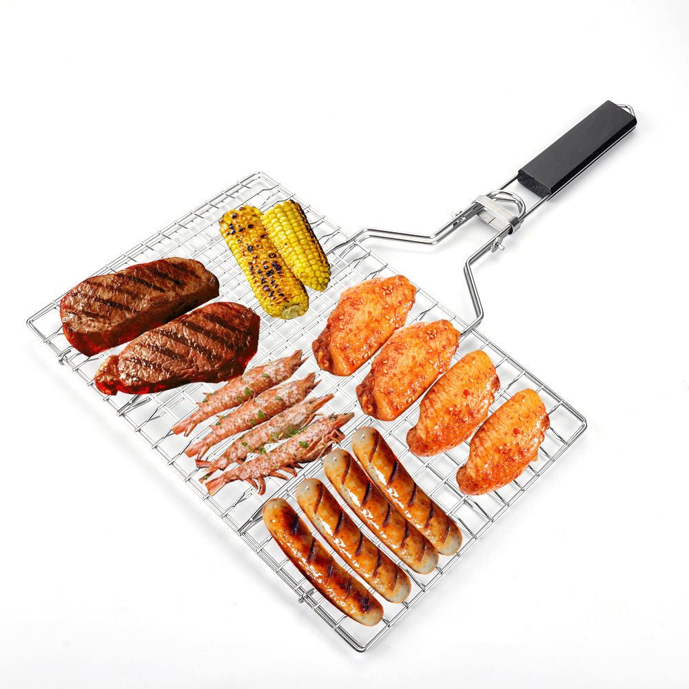Barbecue Grilling Basket, Stainless Steel, Folding Grilling baskets With Handle - Letcase