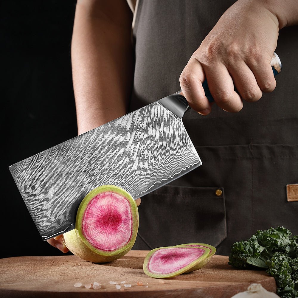 Damascus Kitchen Knife Set 5 Piece Cleaver Knife Set - Letcase