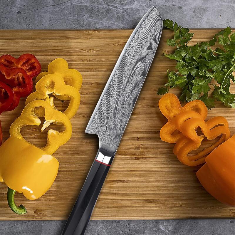 Damascus Santoku Knife, Japanese AUS10 steel - Narcissus Flower Serries - Letcase