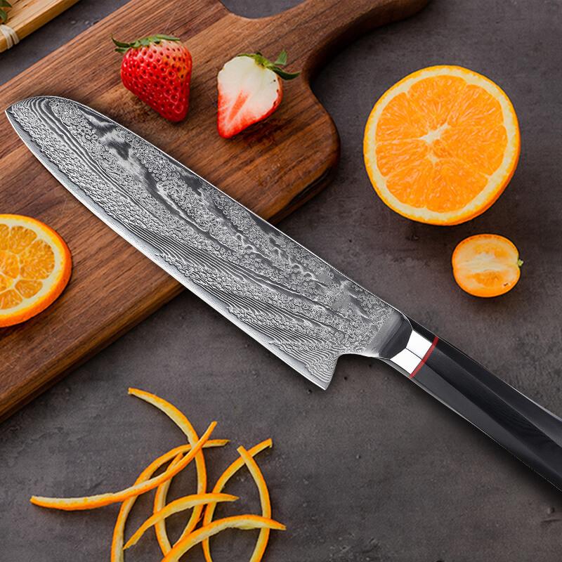 Damascus Santoku Knife, Japanese AUS10 steel - Narcissus Flower Serries - Letcase