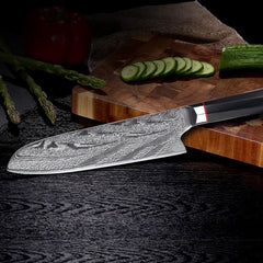 Damascus Santoku Knife, Japanese AUS10 steel - Narcissus Flower Serries - Letcase