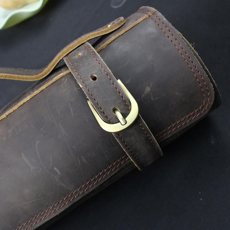 Genuine Leather Knife Roll Storage Bag, 6 pockets, Portable Chef Knife Case, Travell Friendly - Letcase