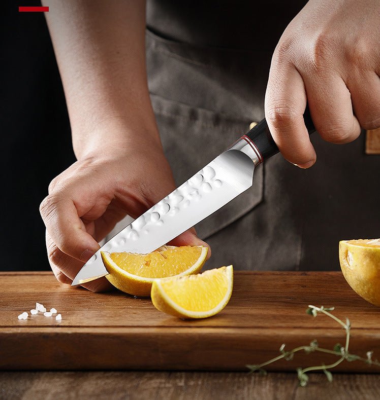 Hammered Kitchen Knife Set, High-Carbon Stainless Steel Blade and Black Handle - Letcase