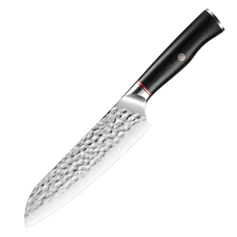 Hammered Kitchen Knife Set, High-Carbon Stainless Steel Blade and Black Handle - Letcase