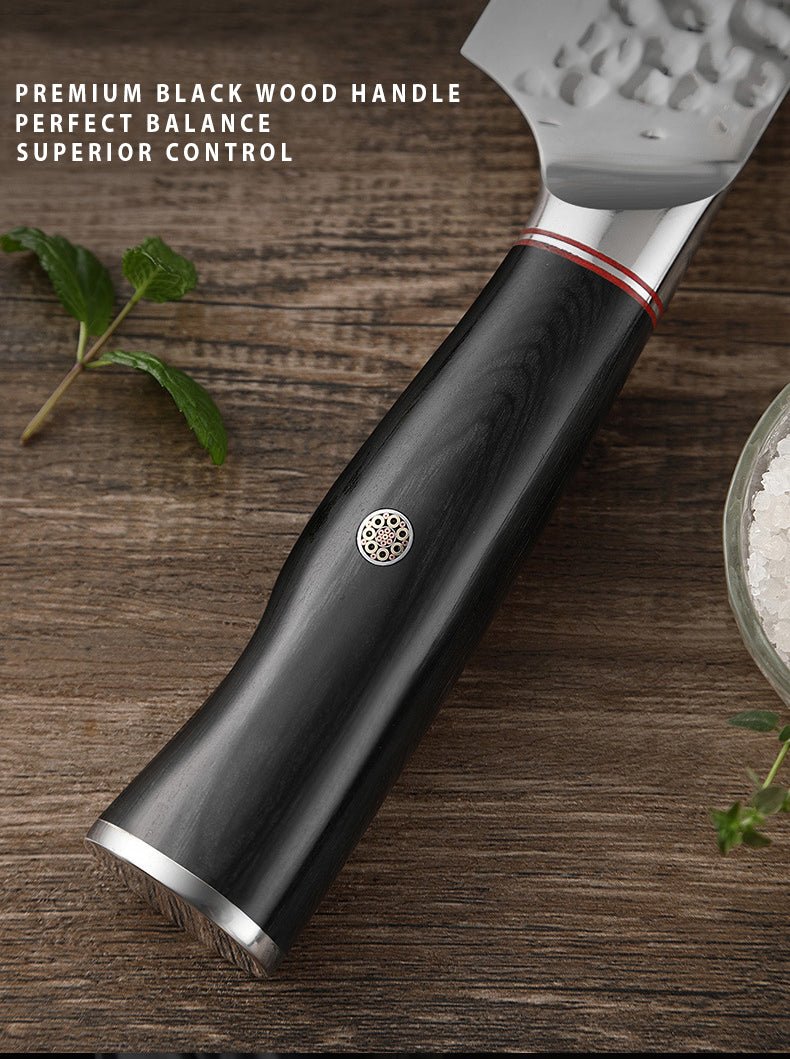 Hammered Kitchen Knife Set, High-Carbon Stainless Steel Blade and Black Handle - Letcase