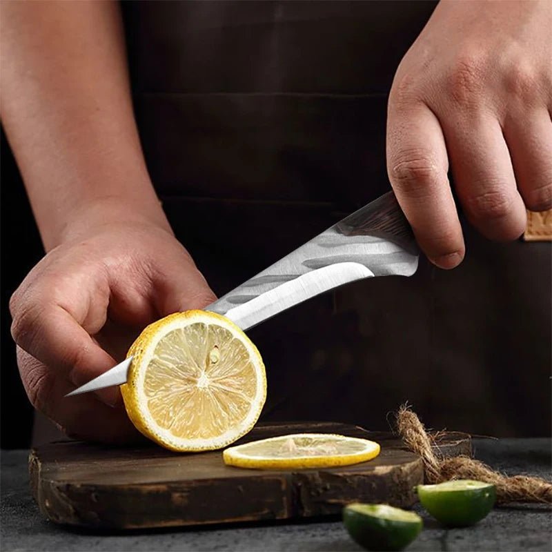 Hand Forged Boning Knife Chef Knife Cleaver Knife With Leather Sheath, 4-Piece - Letcase