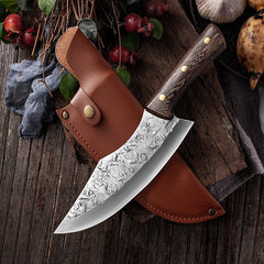 Hand Forged Butcher Knife Set With Leather Sheath - Letcase