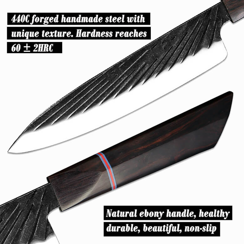 Handmade Japanese Kitchen Knife Set With Ebony Handle - Letcase