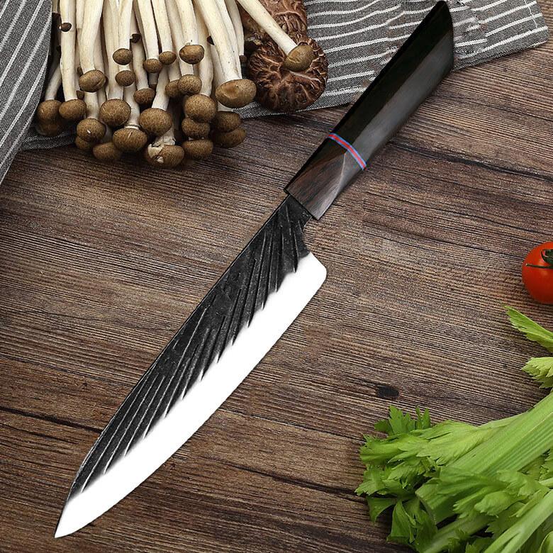 Handmade Japanese Kitchen Knife Set With Ebony Handle - Letcase