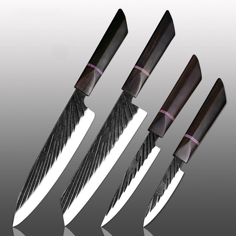 Handmade Japanese Kitchen Knife Set With Ebony Handle - Letcase