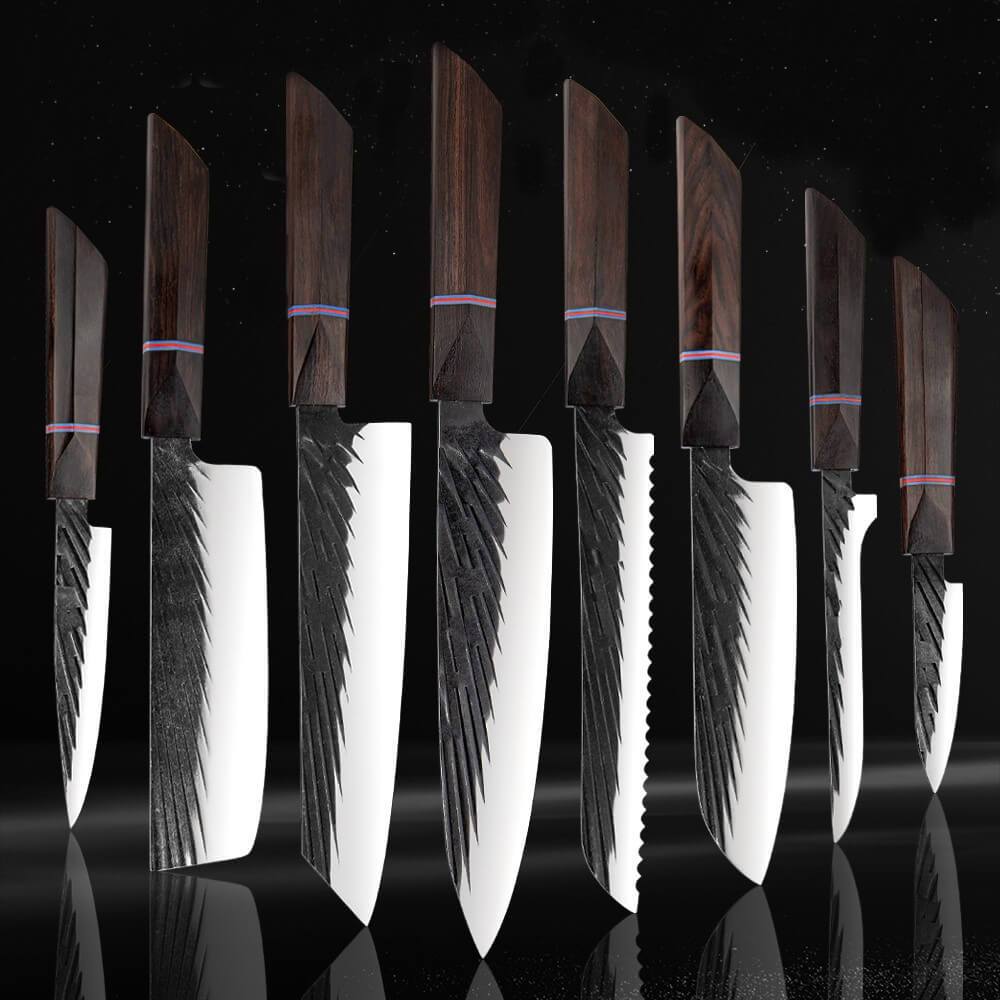 Handmade Japanese Kitchen Knife Set With Ebony Handle - Letcase