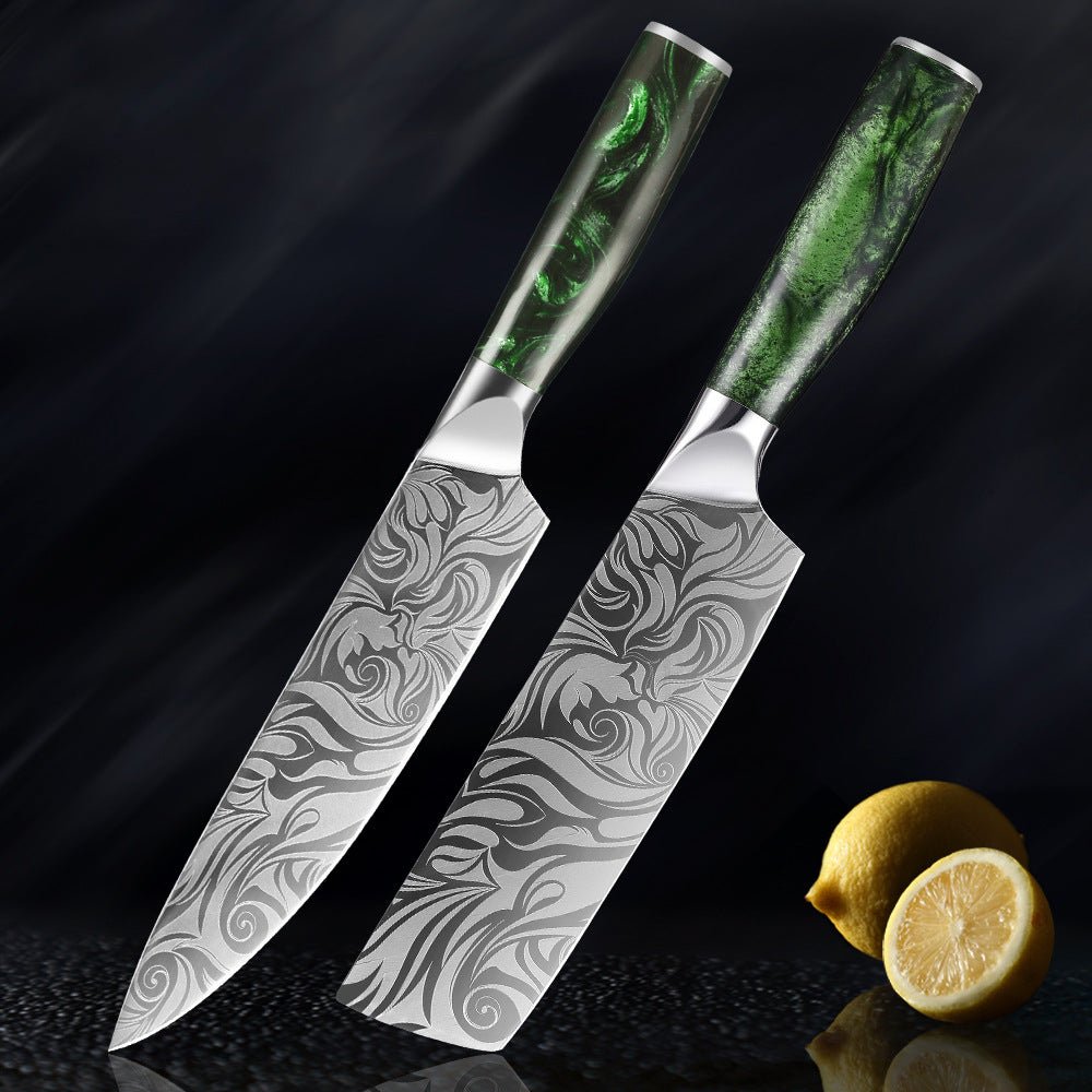 Japanese Chef Knives Set, Ergonomic Green Resin Handle - Letcase