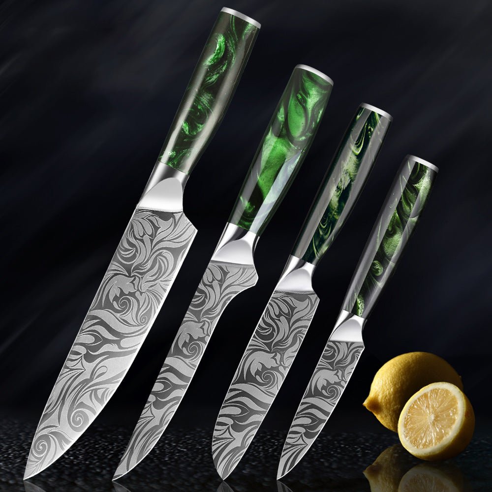 Japanese Chef Knives Set, Ergonomic Green Resin Handle - Letcase