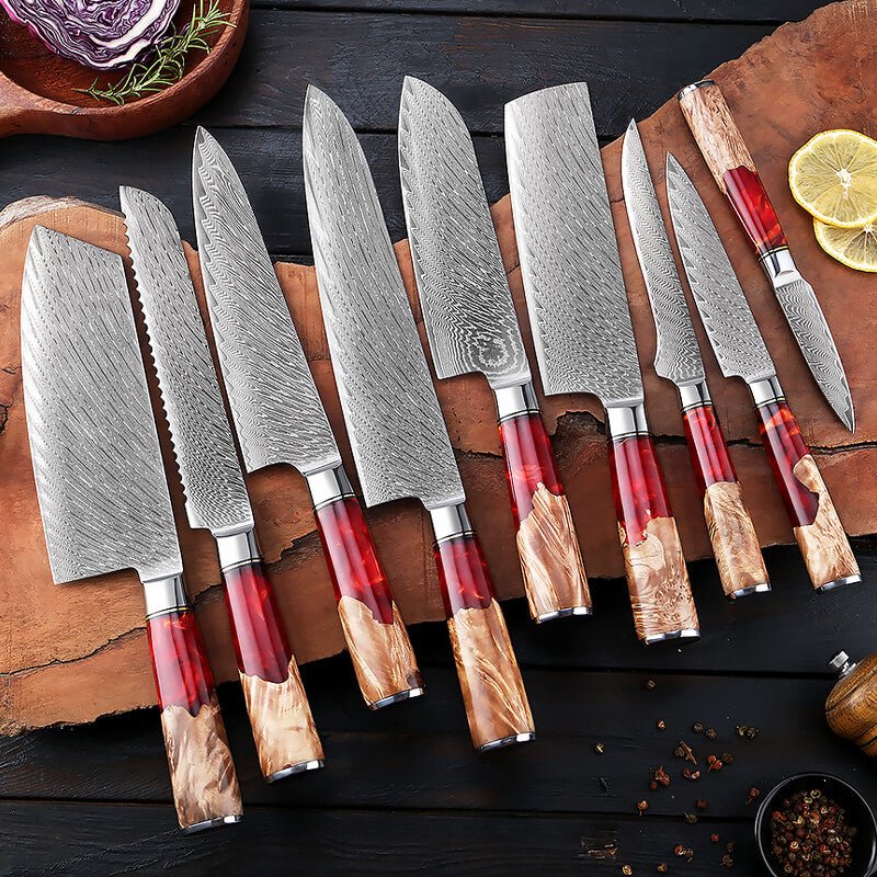 Kitchen Knife Set Japanese Damascus Chef Knives Stainless Steel