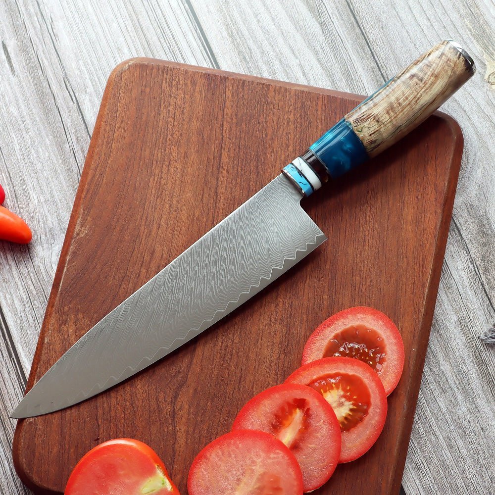 Japanese Damascus Kitchen Knife Set With VG10 Steel Core - Letcase