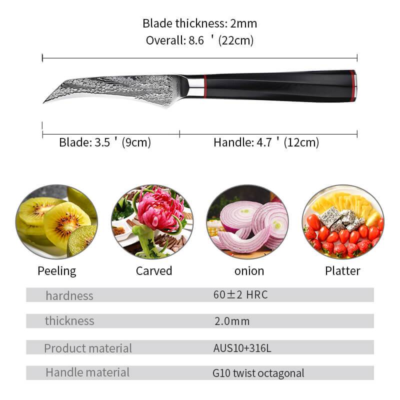 Japanese Damascus Paring Knife 3.5 Inch, Narcissus Flower Series - Letcase
