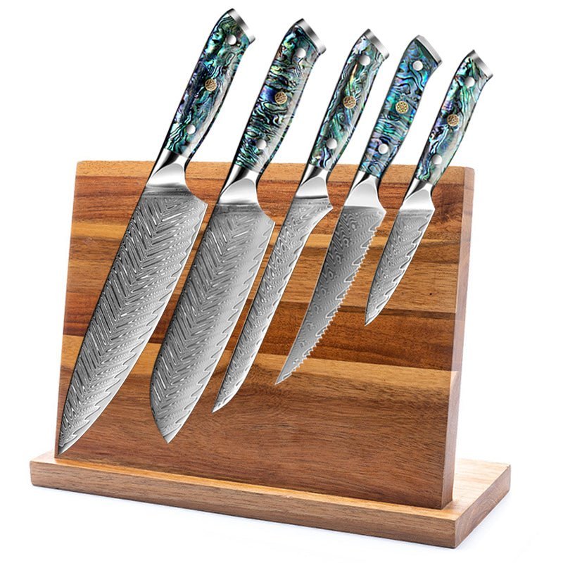 Japanese Damascus Steel Knife Set With Abalone Shell Handle - Letcase