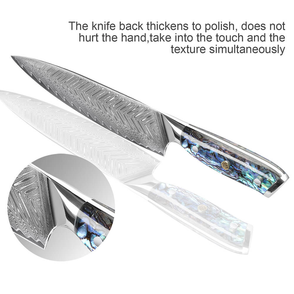 Japanese Damascus Steel Knife Set With Abalone Shell Handle - Letcase