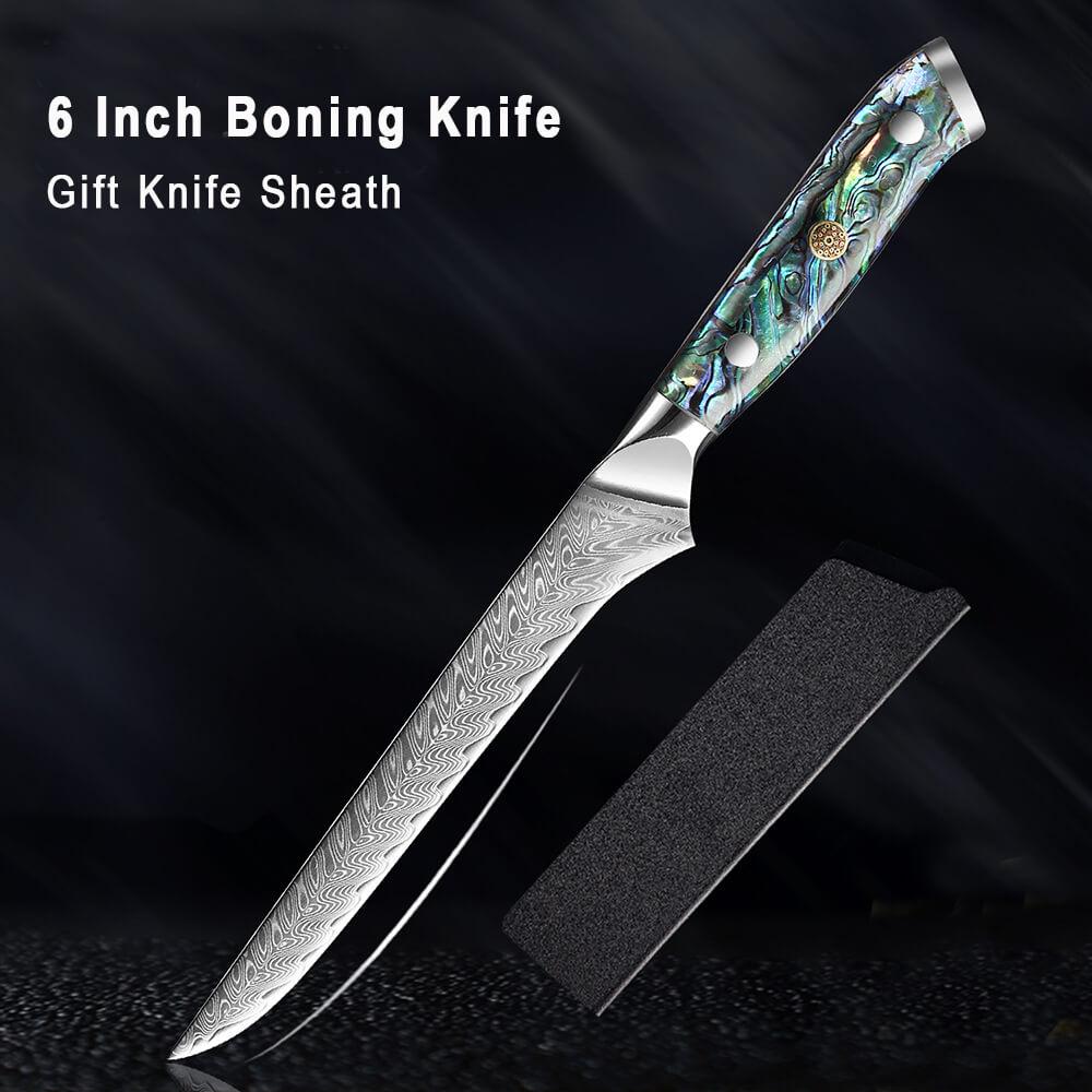 Japanese Damascus Steel Knife Set With Abalone Shell Handle - Letcase