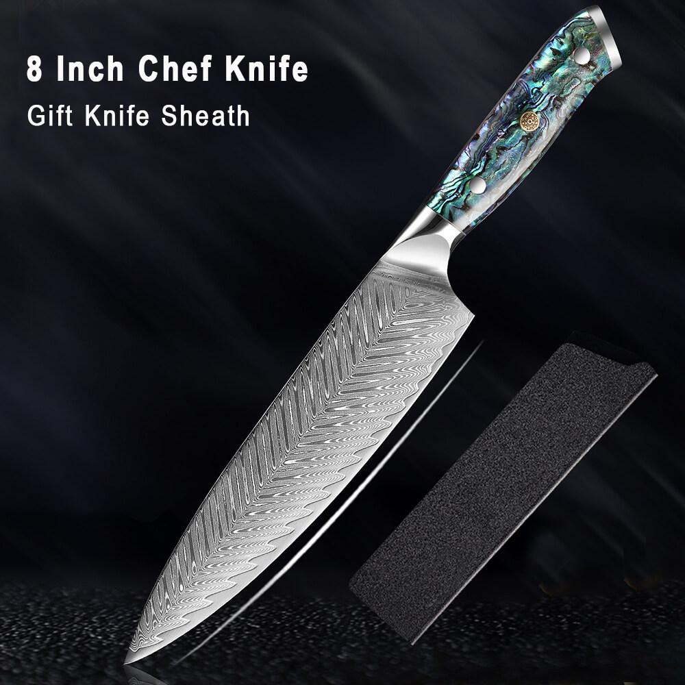 Japanese Damascus Steel Knife Set With Abalone Shell Handle - Letcase