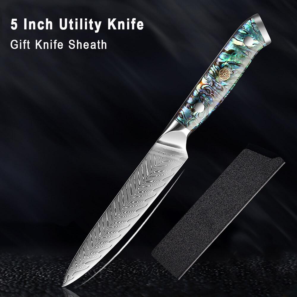 Japanese Damascus Steel Knife Set With Abalone Shell Handle - Letcase