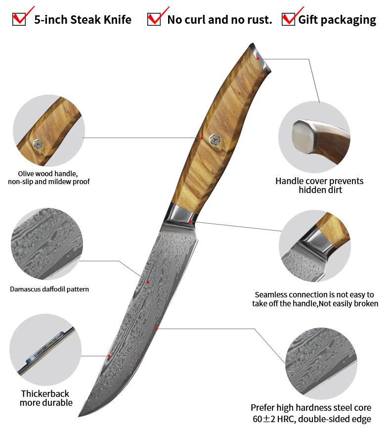 Non Serrated Steak Knife Set 