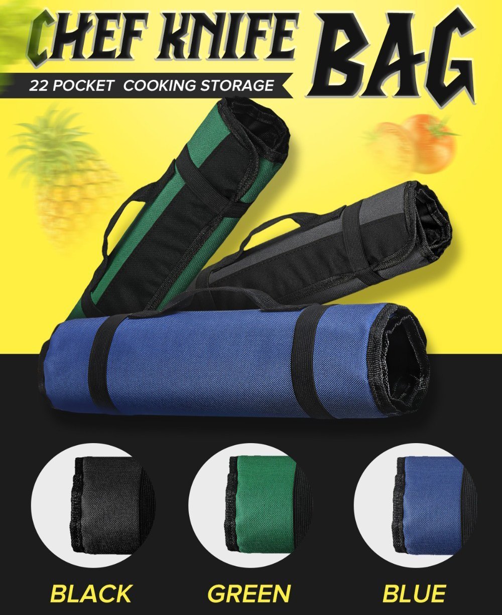 Portable 22 Pocket Chef Knife Roll Bag - 3 Colors Choice - Letcase