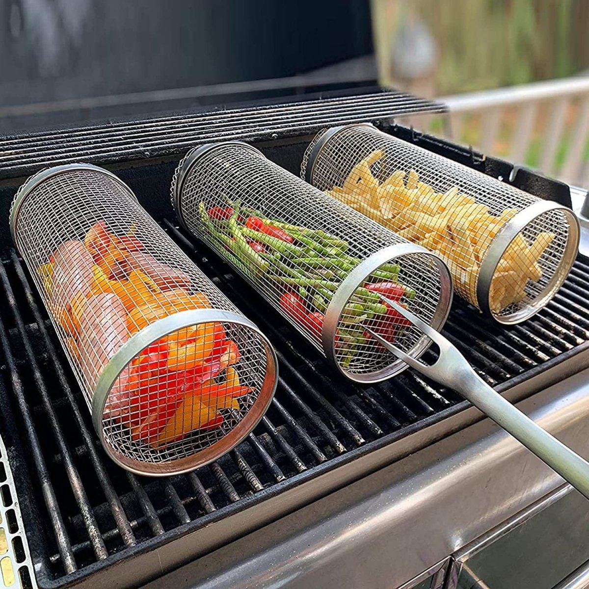 Rolling Grilling Basket for outdoor grill, BBQ, Non-stick - Letcase