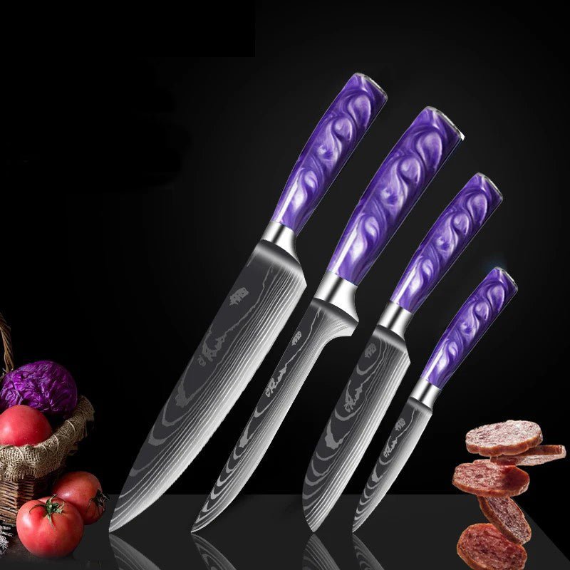 Starter Chef Knife Set With Purple Resin Handle - Letcase
