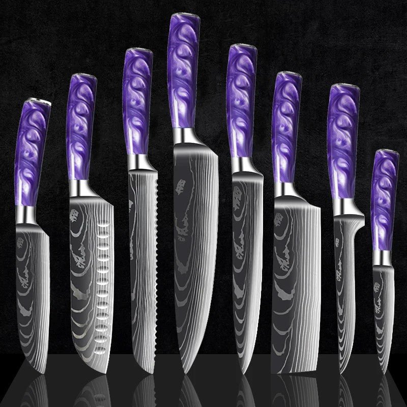 Starter Chef Knife Set With Purple Resin Handle - Letcase