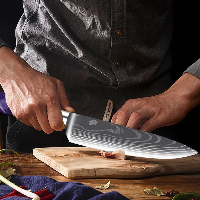 Starter Chef Knife Set With Purple Resin Handle - Letcase