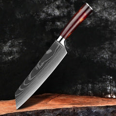 10-Piece Professional Knives Set with Red Resin Handle - Letcase