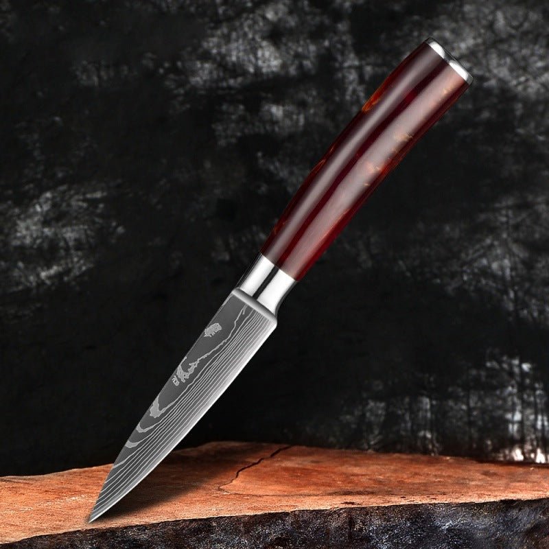 10-Piece Professional Knives Set with Red Resin Handle - Letcase