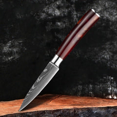 10-Piece Professional Knives Set with Red Resin Handle - Letcase